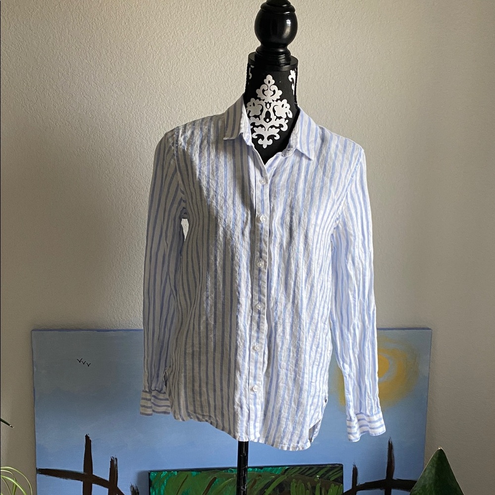 Barbour Marine Light Blue and White Striped Shirt